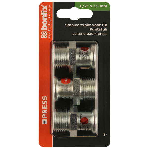 BONFIX Blister M-press C-staal puntst. 1/2" bu.dr.x15 mm 3st