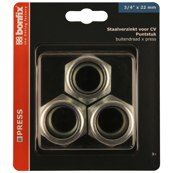 BONFIX Blister M-press C-staal puntst. 3/4" bu.dr.x22 mm 3st