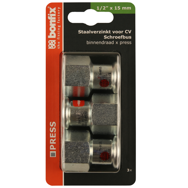 BONFIX Blister M-press C-staal schr.bus 1/2"bi.dr.x15 mm 3st