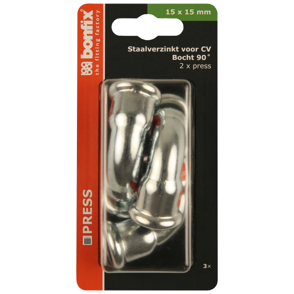 BONFIX Blister M-press C-staal bocht 90° 15 x 15 mm 3st