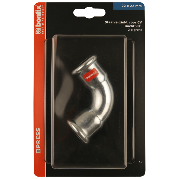 BONFIX Blister M-press C-staal bocht 90° 22 x 22 mm