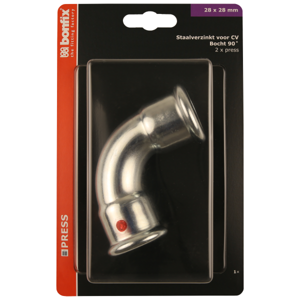 BONFIX Blister M-press C-staal bocht 90° 28 x 28 mm