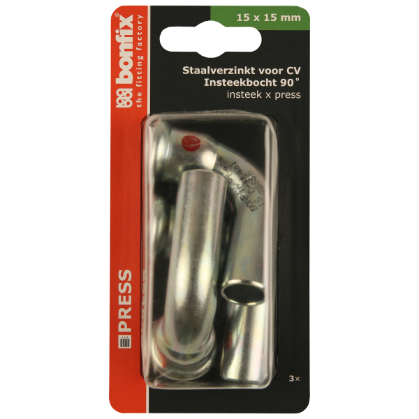 BONFIX Blister M-press C-staal inst.bocht 90° Ø15 x15 mm 3st