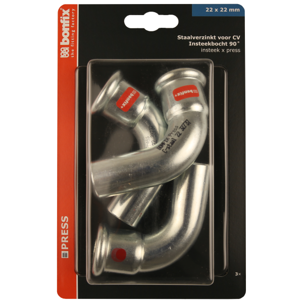 BONFIX Blister M-press C-staal inst.bocht 90° Ø15 x22 mm 3st