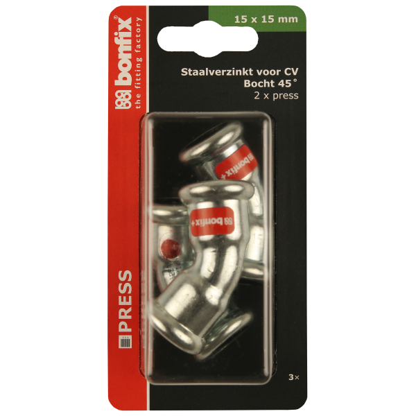 BONFIX Blister M-press C-staal bocht 45° 15 x 15 mm 3st