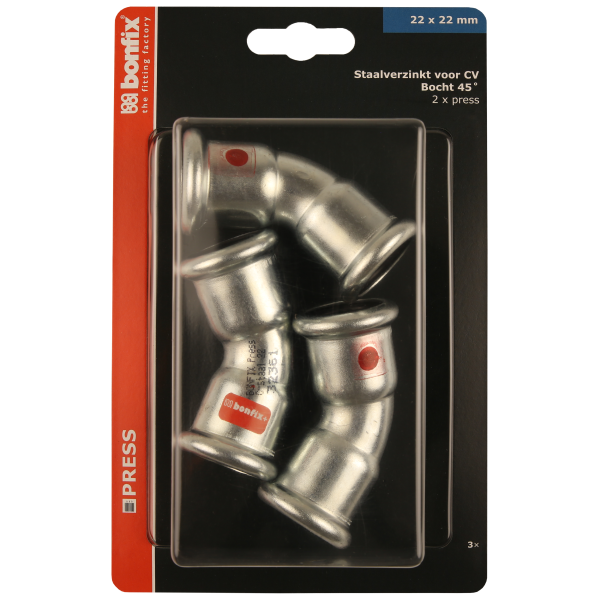 BONFIX Blister M-press C-staal bocht 45° 22 x 22 mm 3st