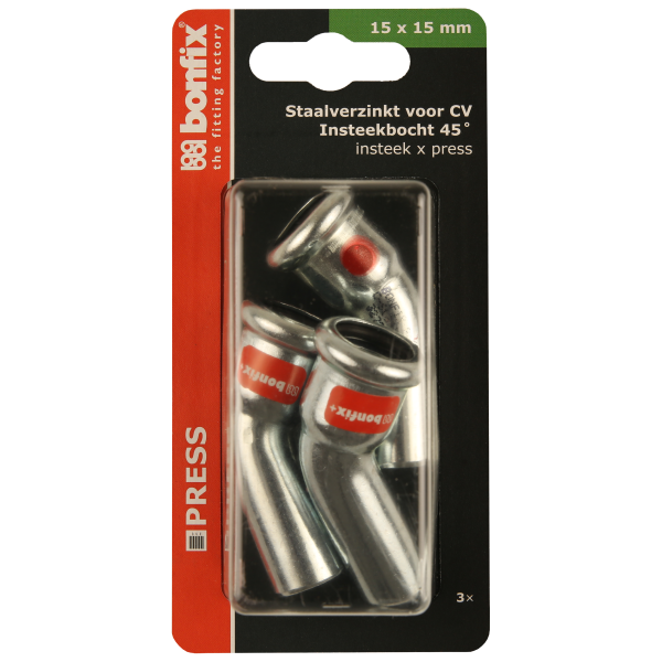 BONFIX Blister M-press C-staal inst.bocht 45° Ø15x15 mm 3st
