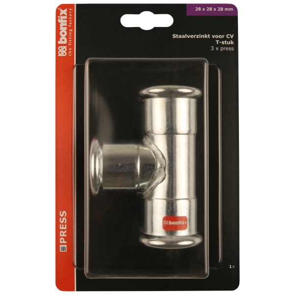 BONFIX Blister M-press C-staal T-stuk 28 x 28 x 28 mm