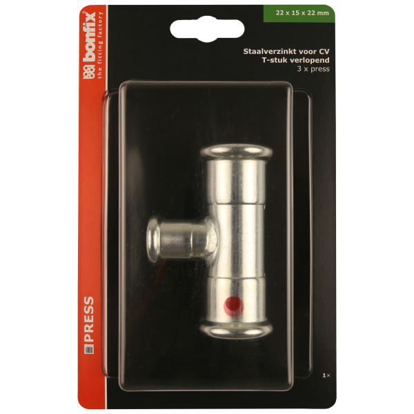 BONFIX Blister M-press C-staal T-stuk 22 x 15 x 22 mm