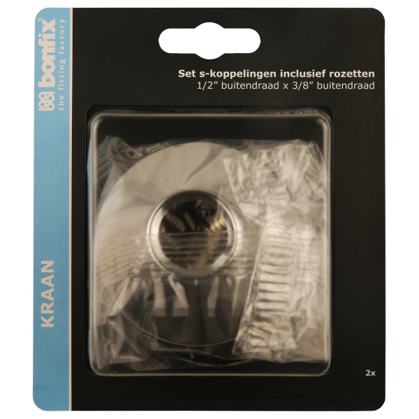 BONFIX Blister S-kopp 1/2"x 3/8" + rozet + ring 2st.