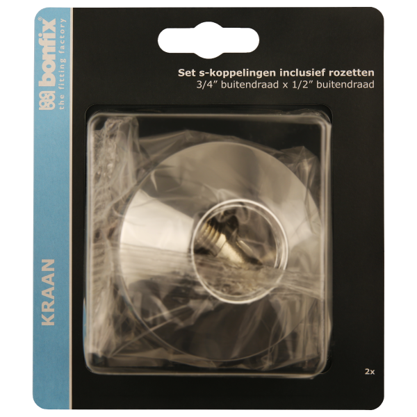 BONFIX Blister S-koppeling 3/4"x 1/2" + rozet + ring 2st.