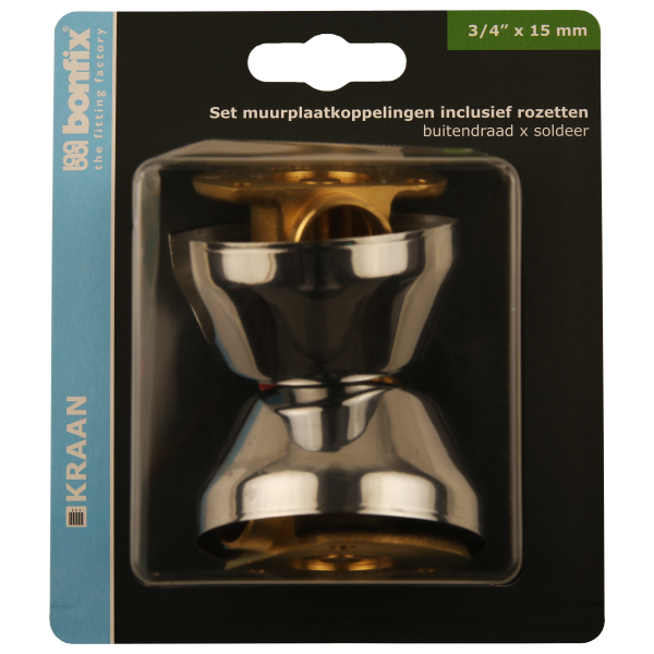 BONFIX Blister muurplaatkoppeling met rozet 3/4 x 15 mm 2st