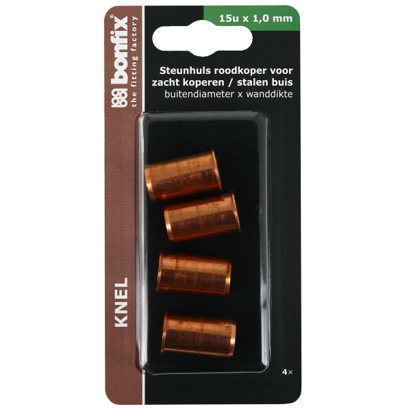 BONFIX Blister Roodkoperen steunhuls 15 mm 4 stuks