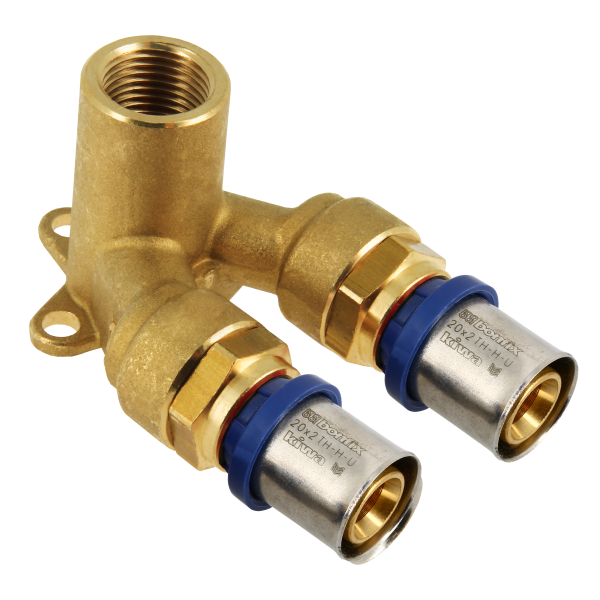 BONFIX Alu-pers muurplaat dubbel 20 x 1/2" bi.dr. x 20 mm